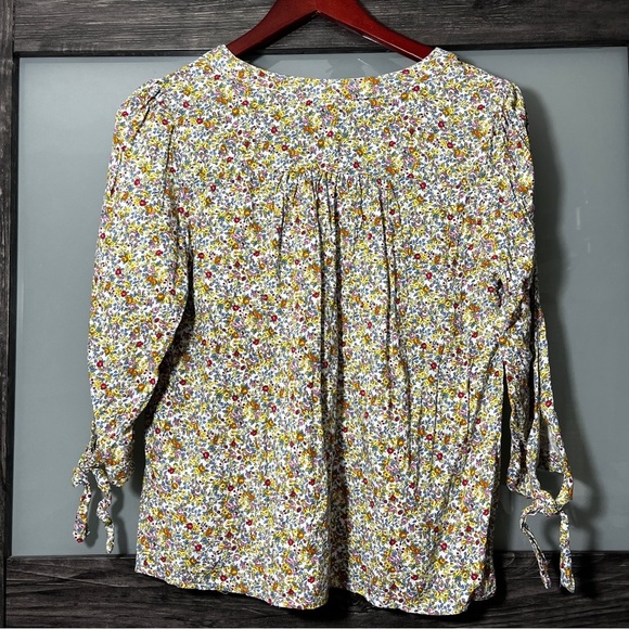 Cynthia Rowley Microfloral Cottagecore Peasant Blouse Women's M Garden Girl - Picture 2 of 10